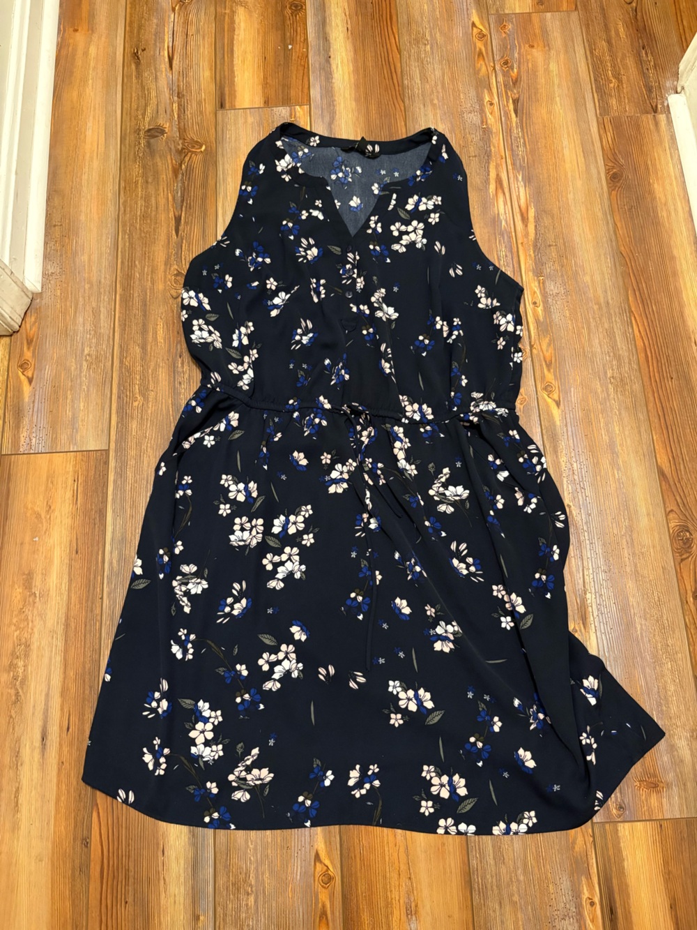 41 Hawthorn Navy Blue Floral Sleeveless  Dress 1X